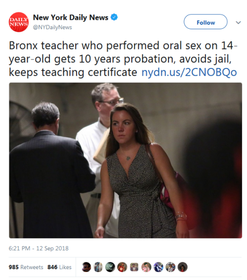 onlyblackgirl: whyyoustabbedme: whyyoustabbedme: How is she not a registered sex offender? AND she