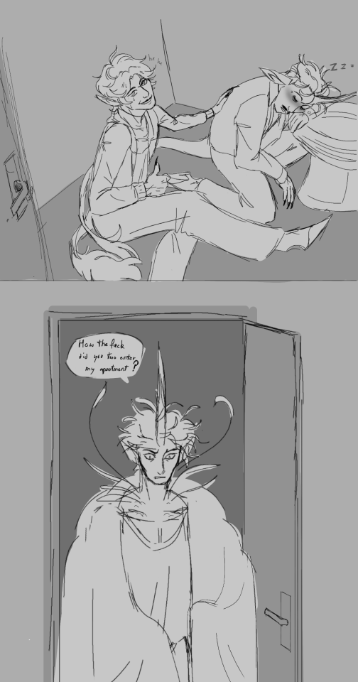 Wip Of Goro And Newt Breaking In Arcreft's Flat For No Reason (forgot To Share Here.) Will Finish It