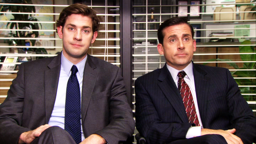 Characters Jim and Michael Scott in The Office