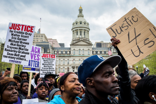 alwayspapadouche:  Freddie Gray protestBaltimore CityApril 22, 2015[Shawn Hubbard]