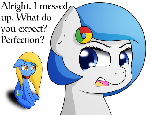 ask-googlechrome:This one took me a while to finish. +1 internet if you get the James Bond reference. Also Chrome doesn’t know how to tie proper knots.Featuring the Time Mistress (originally was going to be Orange Juice Pony but she closed her blog)and