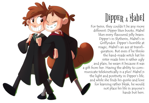 imaginashon:  More Hogwarts AU stuff. Introducing classmates! Lucille is the bird-girl from OTGW (I just gave her a name) and Pat and Oliver are OCs of mine. Info on Dipper, Mabel, Wirt and Greg’s parents, hopefully the writing isn’t too small (more