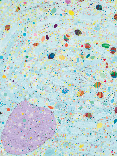 garadinervi:Howardena Pindell, Songlines: Cosmos, (detail), (mixed media on canvas), 2017 [Garth Gre