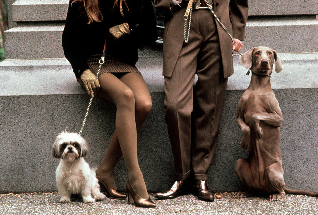 Man and woman with their dogs,1989. Elliott Erwitt. Chromogenic print.