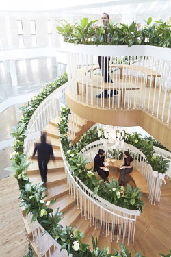 culturenlifestyle:  The Living Staircase by Paul Cocksedge Studio Paul Cocksedge Studio has constructed a vertical and horizontal staircase with the purpose of having an open room for relaxation and socialization. Constructed as a 12 meter high spiral