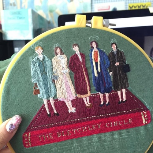 I was organizing my photos and found this close up of #theBletchleyCircle embroidery close up before
