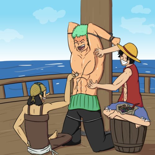 jamietickleforyou: Zoro still needs to cheer up! by Tickleforyou Not sure why, but the more they ti