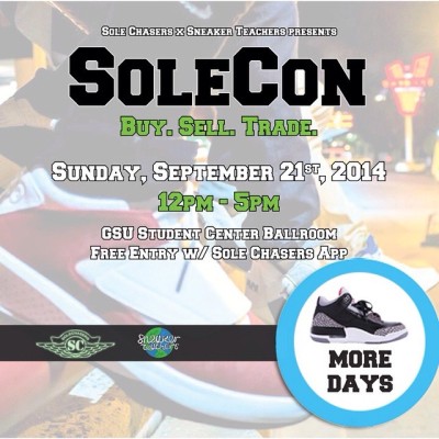 THIS Sunday, #SoleChasers x #SneakerTeachers presents #SoleConAtlanta. This event will be held from 12-5pm in GSU Student Center Ballroom. #DonateGentlyUsedClothes #DonateYourOldKicks