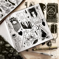 loll3:♡ tiny witchy illustrations from my sketchbook ♡ 📓✨ • pilot g-tec, sakura micron pens, posca markers on sketchbook • ©Lolle (2019) - - -  ✧ did you know? I’m open for commissions!! I can make illustration, portraits and custom