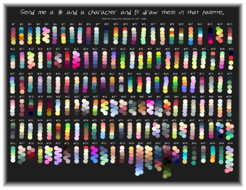 nurbzwax:I grabbed some palettes from all over and made a big fat list of them because I’m starting 