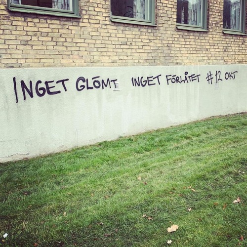 Memorial graffiti around Sweden for Björn Söderberg, an antifascist activist who was shot dead by na