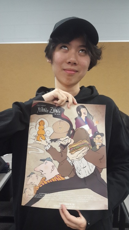 Yutong asked for a happy poop drawing for Secret Santa, so I drew her an anime poster of her current