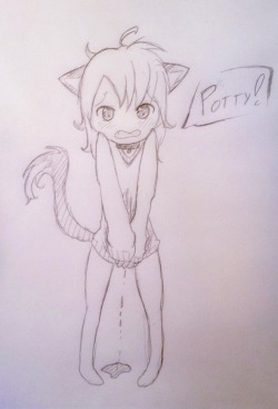 omo-daddy:fluffy-omorashi:  Very quick sketch so quality is not the best n_n  *-*