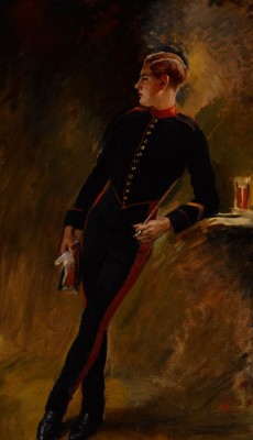 A Trooper of the Royal Horse Guards in stable dress - artist unknown 1915.