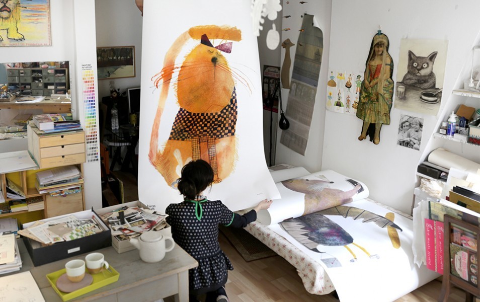 The Topsy Turvy Book — Beatrice Alemagna at her studio in Paris- june