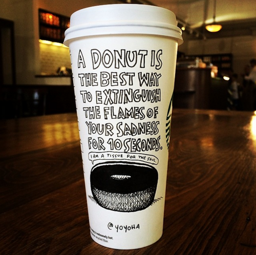  Cartoonist Josh Hara Draws on His Coffee Cup(s) Every Morning [more]Previously: How to Get 10% Off Your Order at Not a Burger Stand 