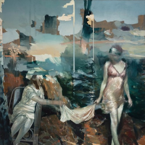 The Coast   -   Lars Elling, 2017.Norwegian, b.1966-egg oil tempera on canvas, 170 x 170 cm.