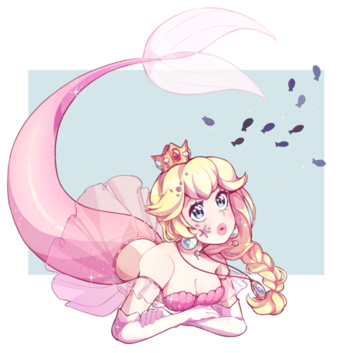 dianthus-alpinus:got the itch to draw princess peach and also a mermaiddid both