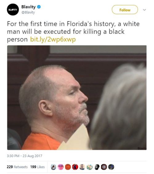 honestlyyoungpersona:    He faces execution for two premeditated and racially motivated murders he committed in Jacksonville in 1987.  It took 30 years to convict him. 