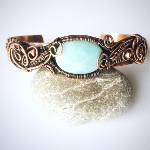 SOLD Amazonite copper cuff bracelet more copper cuffs in store ….  www.instagram.com/