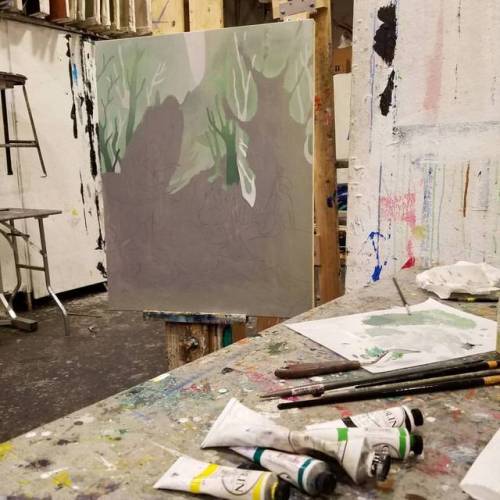 Painting the background | Diana and Actaeon ️️ #painting #workinprogress #contemporaryart #contempor