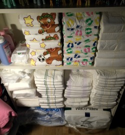applerain92:  Had some shelf space left over so I might as well put my diapers there ^^