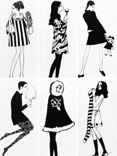 weirdlandtv:1960s fashion illustrations by Akemi Watabe.