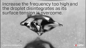 zerostatereflex:  Scientists used a powerful acoustic field to float a liquid droplet