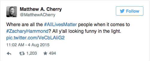 curlyfoxxx:  huffingtonpost:  A Cop Killed A White Teen And The #AllLivesMatter Crowd