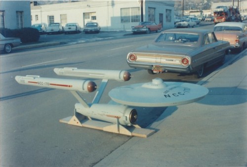 c86:The Star Trek starship Enterprise model outside the Production Model Shop in Burbank, CA, Decemb