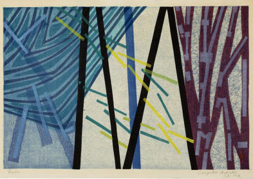 Yoshida Chizuko, Rain, 1954 Woodblock print (woodcut ink and color on paperMount Holyoke M