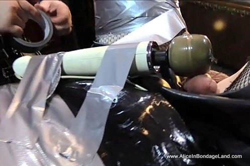 mistressaliceinbondageland:  Giada clearly needs to get FUCKED in this scene. This one is feisty! Since she takes all of my toys in her ass like a champ, I reward her with a vibrator, then tape it into the bondage. She is allowed time to stew in the bonda