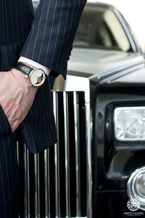 watchanish:  Possibly the best overall watch in Basel! The Arnold & Son Perpetual Moon. Full in house movement with the most accurate mechanical Moonphase to date, starting at around ฟk. Some big ol’ car in the background for dramatic effect :)