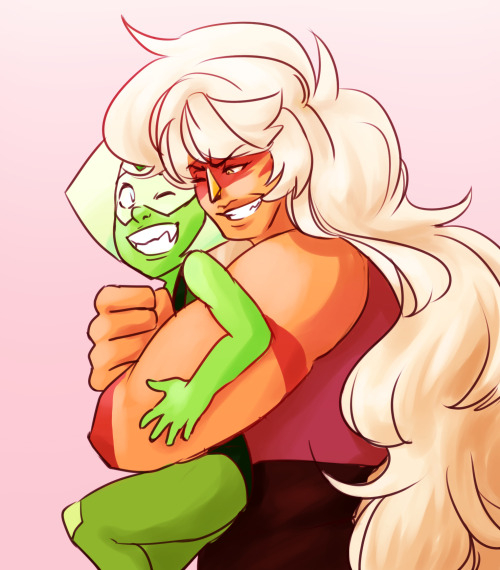 starberryswing:  Something for @acidlemonpie who requested more Jaspidot! I am always ready and willing to draw The Ship. And apparently I always have to draw Jasper carrying Peridot. It is law.   <3 <3 <3
