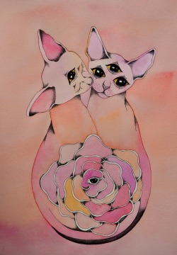 stellablu:  Strange Kitty Love 18 in x 24