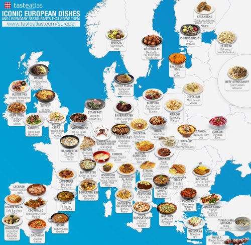 mapsontheweb:Iconic European Dishes.by @TasteAtlas