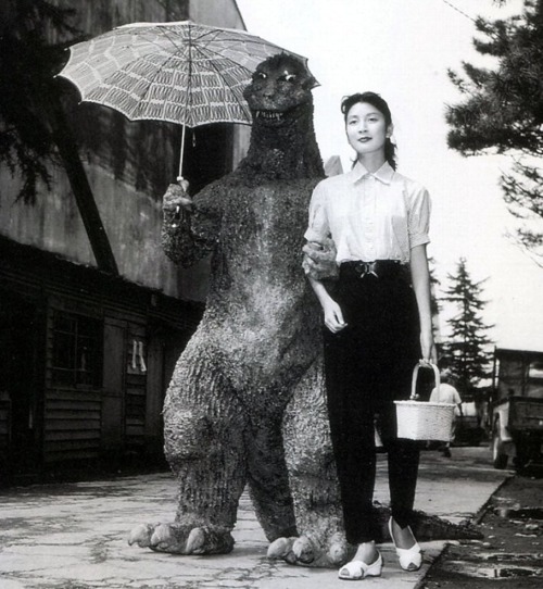 Porn photo Godzilla holding an umbrella, 1954.