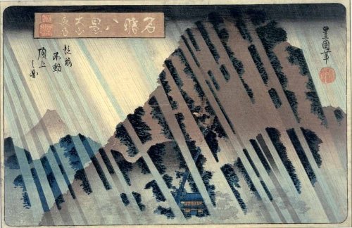 Night Rain at Oyama, Unknown, Woodblock Print, Utagawa Toyokuni