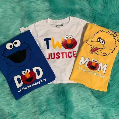 Custom #SesameStreet tees for the parents of the birthday boy!! Justice is TWO!! ✌ **of course I di