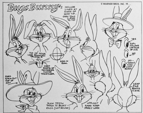 ‪Model sheets for Bugs Bunny and Lola Bunny. Bugs’s design changed a few times, though it has been m