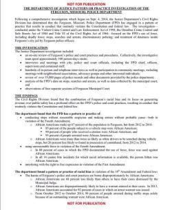 actjustly:Update on the Department of Justice report - 8:58 am (3.4.15)Later today the Department of Justice is expected to release their full report of their investigation into the Ferguson Police Department.Above, you will find the leaked summary of