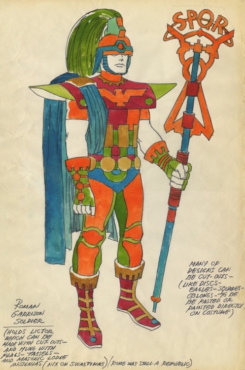 talesfromweirdland:Costume designs by Jack Kirby for a 1969 performance of Shakespeare’s JULIUS CEAS