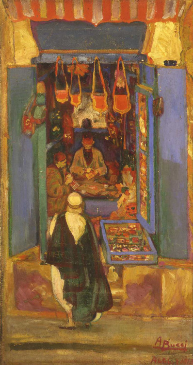 Arabian Bottega   -    Anselmo Bucci, 1913Italian, 1887-1955Oil on canvas, 78 x 42 cm.