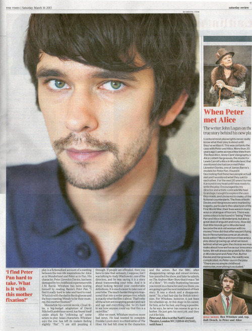 quietbatperson:Scans from The Times Saturday review Ben Whishaw article (16/3/13).Bigger versions 