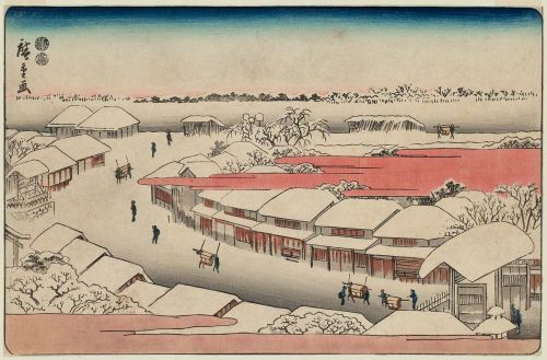 Hiroshige - Snowy Morning in the Yoshiwara (1832)