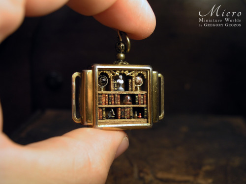 Here’s my latest miniature world! I find the library to be a powerful image, a symbol of our a