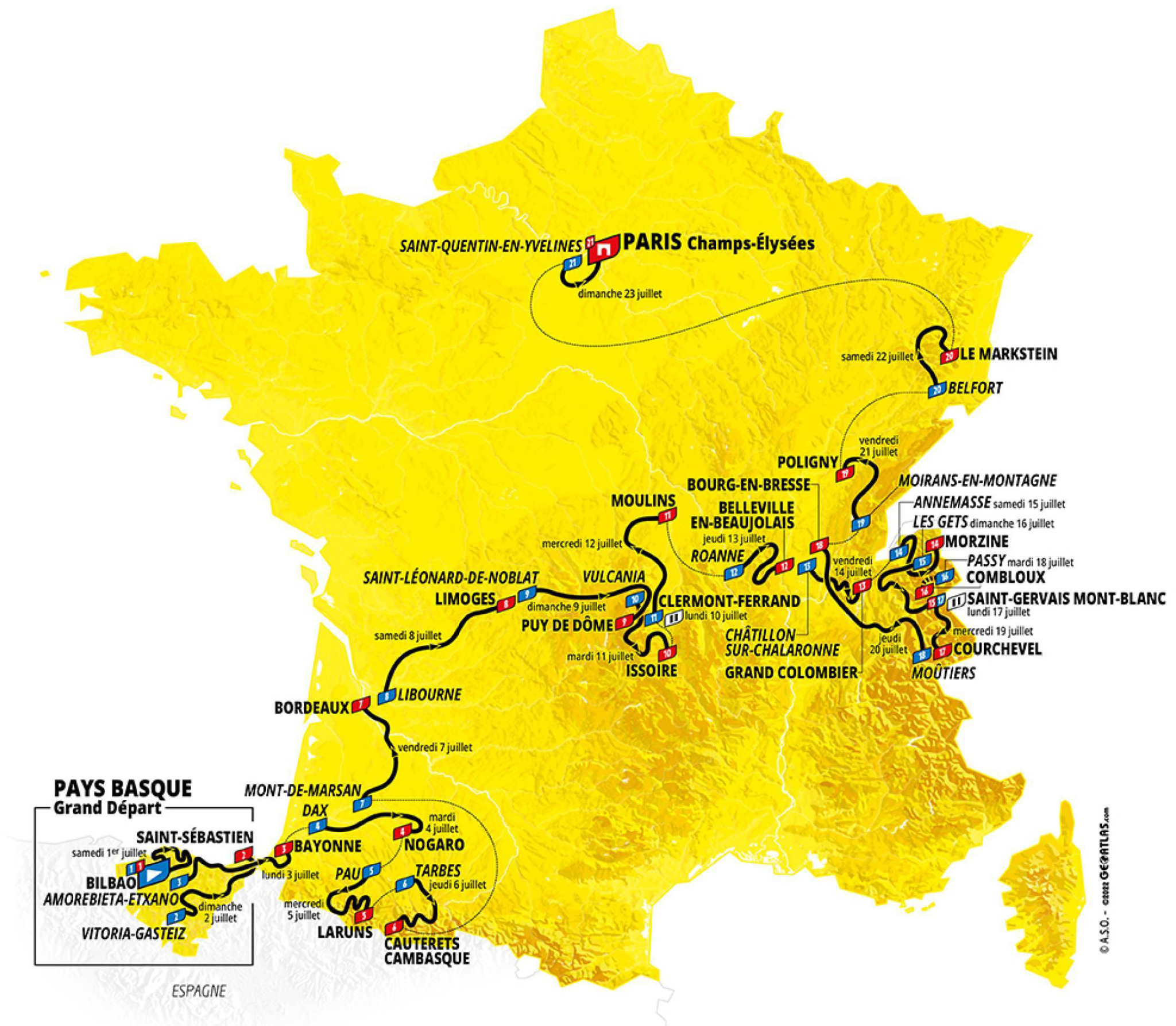 2023 Tour de France route map