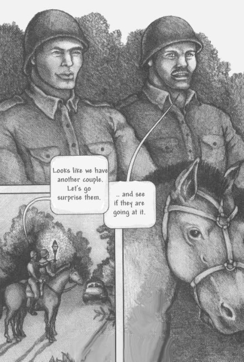 Policia Montada (Mounted Police) - Panel 2 - illustrated by B. Chuncho.