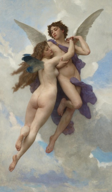 rococopasteloworld:



William Adolphe Bouguereau’s  Psyche and Cupid 