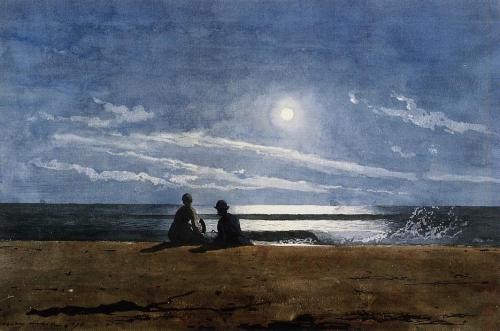 impressionsonmymind:Winslow Homer, Moonlight, 1874, watercolor